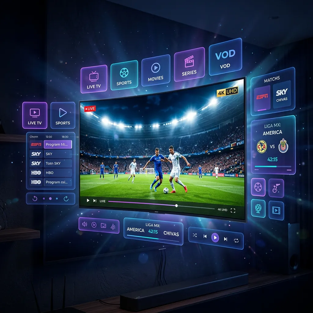 Marinios IPTV streaming interface showing live sports in 4K Ultra HD